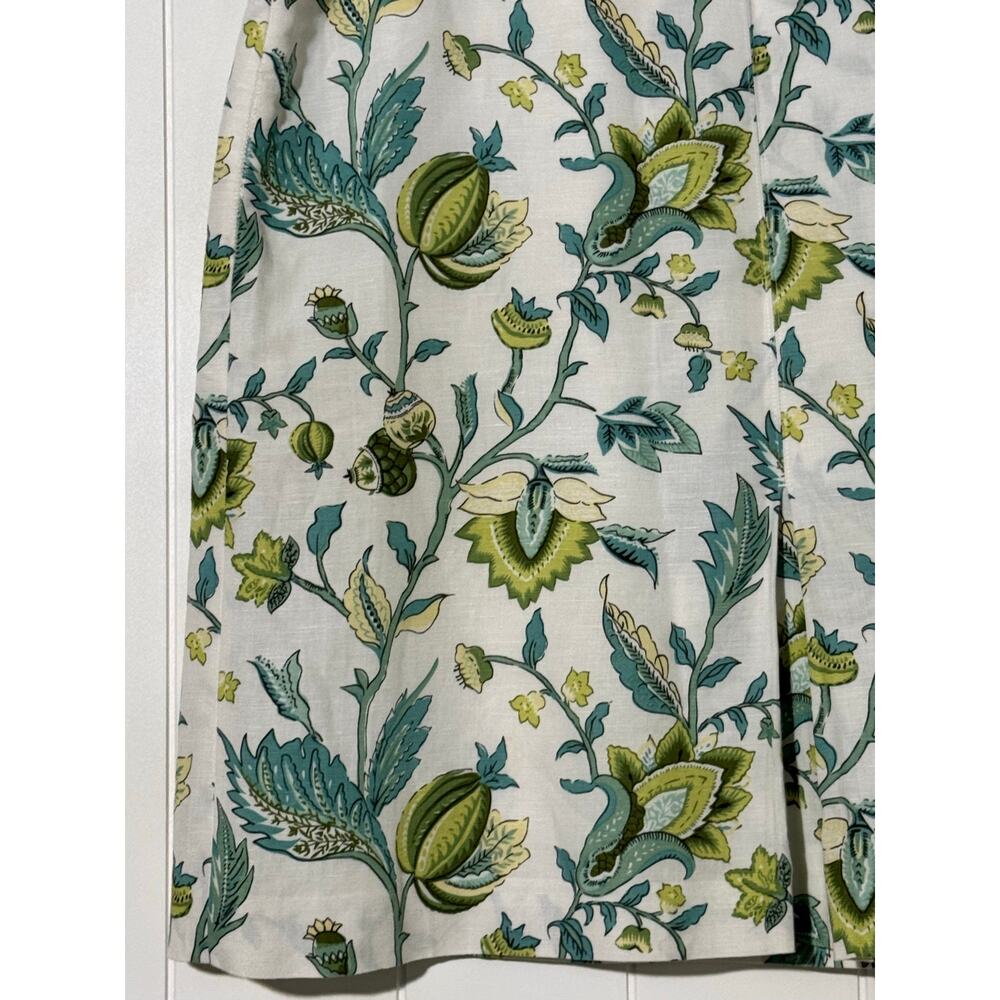 LOFT Ann Taylor Floral Linen Blend Skirt Size 14 White Blue Green - Picture 5 of 8